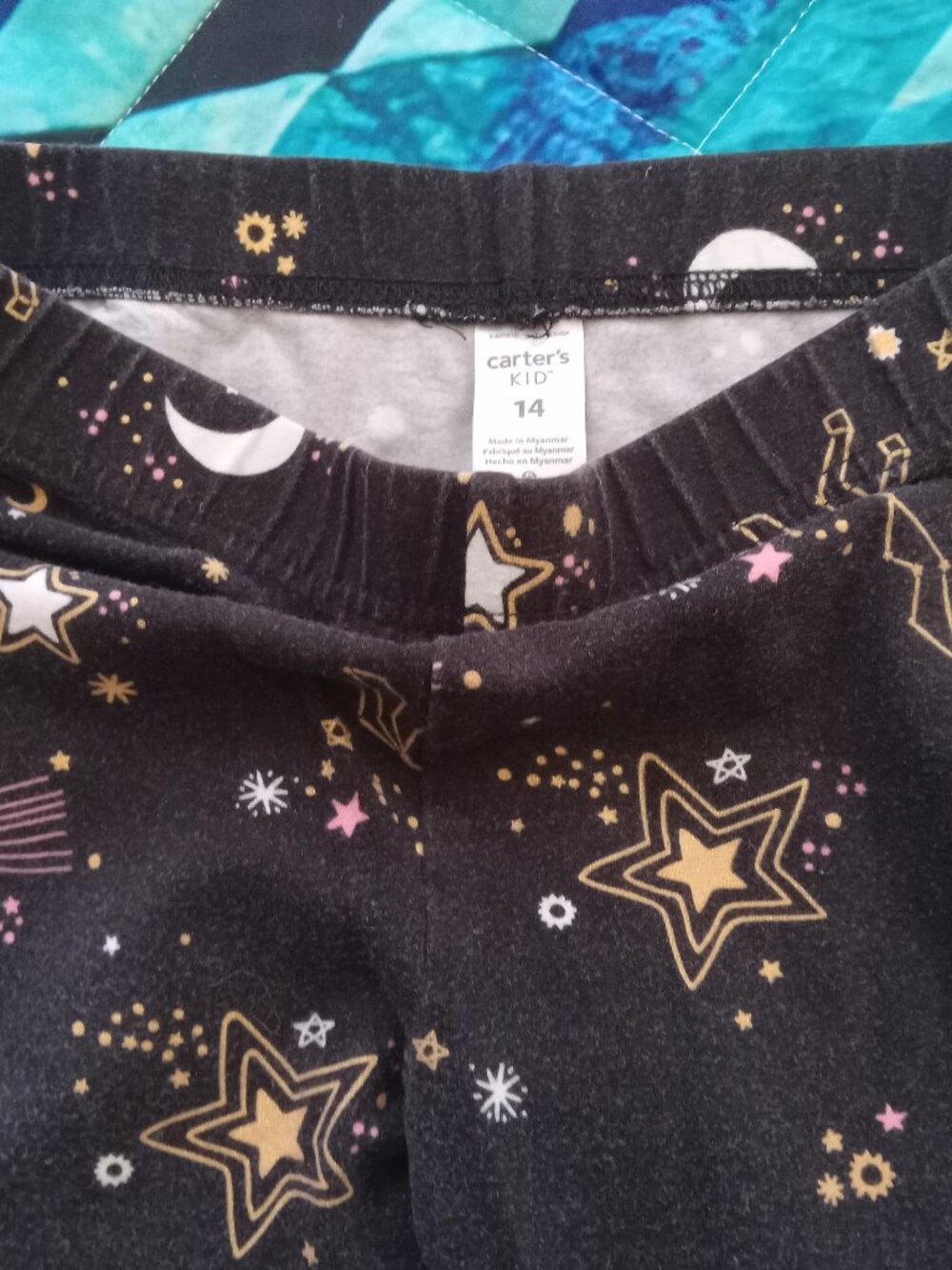 Carters Girls size 14 Black Leggings with Unicorns & Shooting Stars